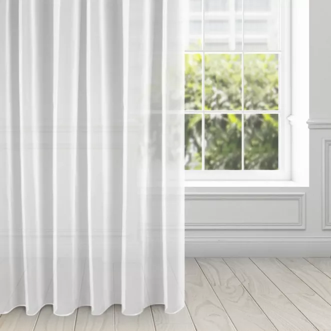 Firana biała z lekkiej i błyszczącej tkaniny 135x270 cm taśma SYLVIA ELLA LINE