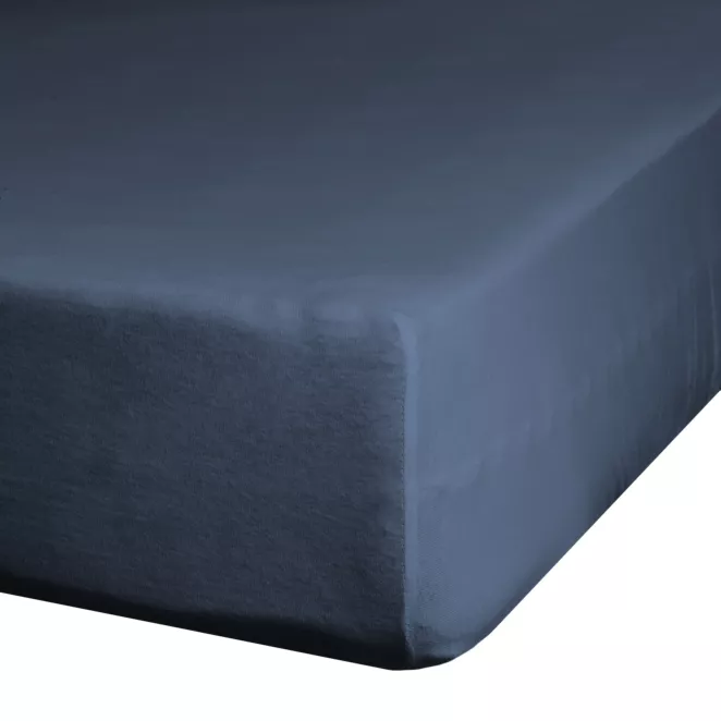 Prześcieradło jersey z gumką 120x200 cm z bawełny kolor granatowy 125 g/m2 Design 91