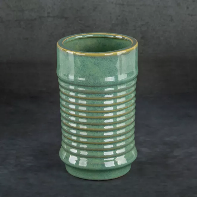 Wazon ceramiczny SAMI minimalistyczny, o kształcie walca ze żłobieniami