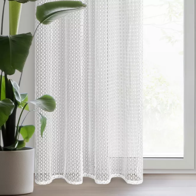 Firana biała o strukturze siateczki niewymagająca prasowania 140x250 cm przelotka MIRELLA