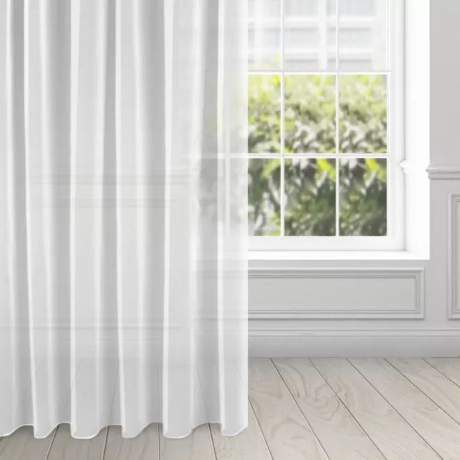 Firana biała z lekkiej i błyszczącej tkaniny 135x270 cm taśma ESEL ELLA LINE