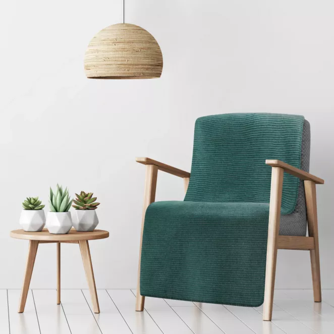 DESIGN 91 Narzuta na fotel-koc AMBER bardzo miękki w dotyku ze strukturalnym wzorem 3D z włókien bawełniano-akrylowych