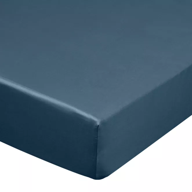 Prześcieradło z gumką 180x200 cm z satyny bawełnianej kolor granatowy 125 g/m2 DINA Diva Line