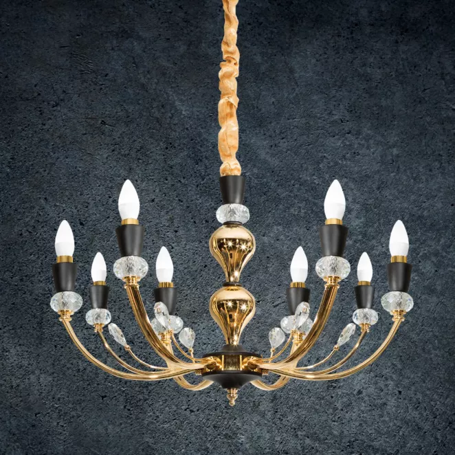 Lampa ośmioramienna MELBA z kryształami