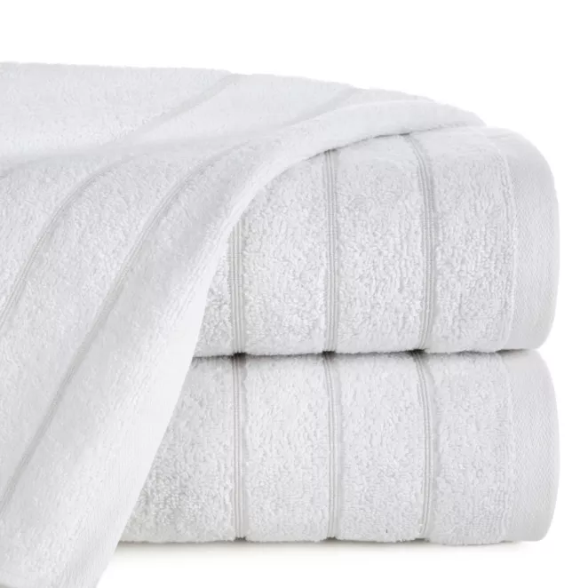 Ręcznik kąpielowy 50x90 cm bawełniany kolor biały z lśniącymi paseczkami 500 g/m2 DALI