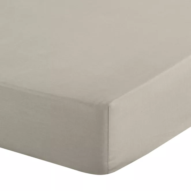 Prześcieradło z gumką 100x200 cm z bawełny kolor beżowy 105 g/m2 BASIC