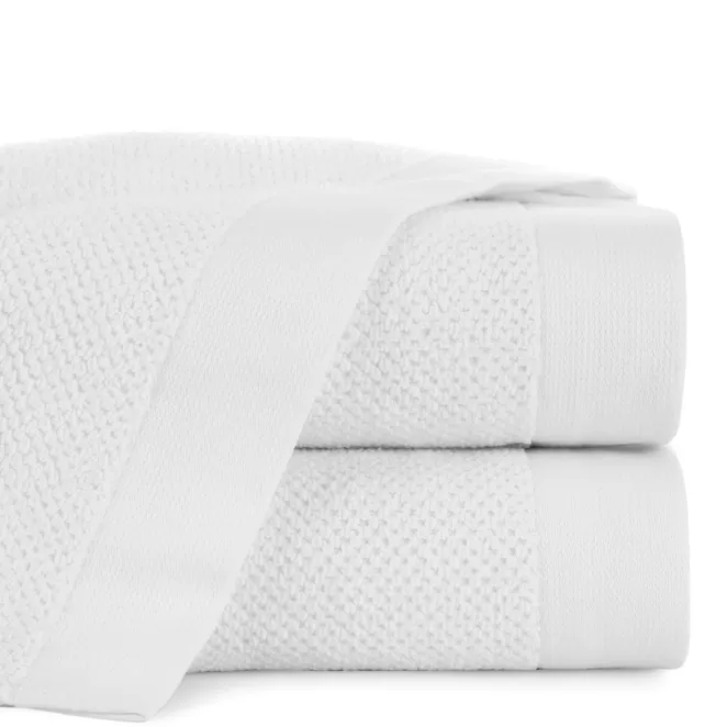Ręcznik kąpielowy 50x90 cm bawełniany kolor biały o ryżowej strukturze 550 g/m2 RISO