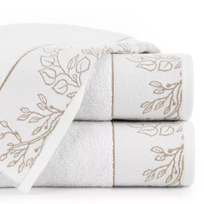 Ręcznik kąpielowy 50x90 cm bawełniany kolor biały,złoty z żakardową bordiurą 500 g/m2 BLANCA 7 Limited Collection