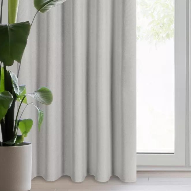 Zasłona beżowa 100% zaciemniająca z tkaniny typu blackout 135x270 cm taśma SUZAN