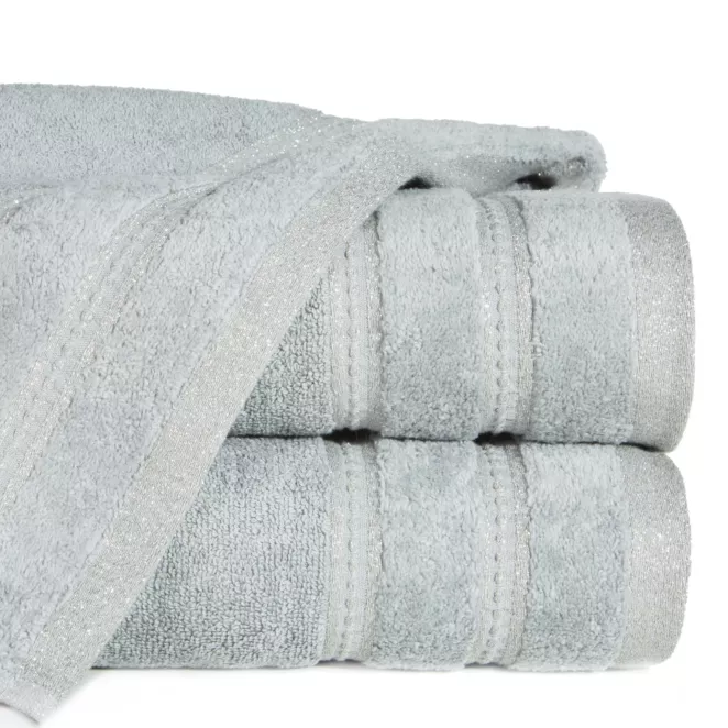 Ręcznik do rąk 30x50 cm bawełniany kolor stalowy z błyszczącą bordiurą 500 g/m2 GLORY 1
