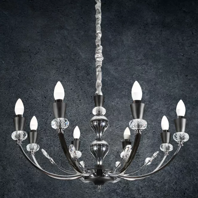Lampa ośmioramienna MELBA z kryształami