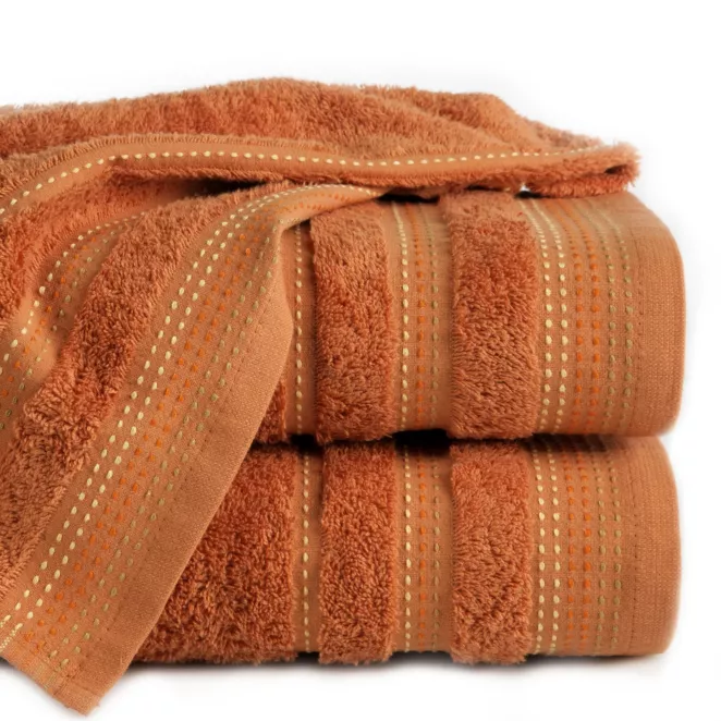 Ręcznik do rąk 30x50 cm bawełniany kolor pomarańczowy z ozdobnym stębnowaniem 500 g/m2 POLA