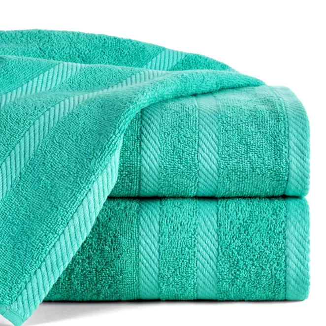 Ręcznik do rąk 30x50 cm bawełniany kolor miętowy z ozdobną bordiurą 500 g/m2 MILO