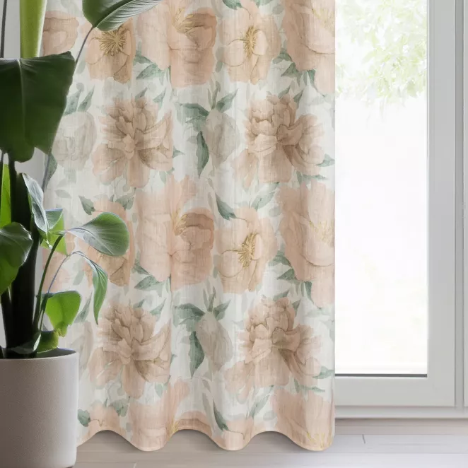 Zasłona naturalno, jasnopomarańczowa z dodatkiem lnu w stylu eko 140x250 cm przelotka KARLA