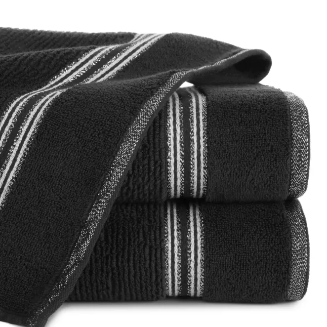 Ręcznik do rąk 30x50 cm bawełniany kolor czarny z błyszczącą bordiurą 530 g/m2 FILON