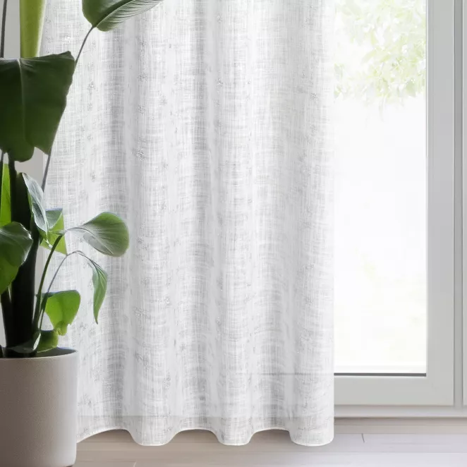Zasłona kremowo, srebrzysta w stylu eko 140x250 cm przelotka SOLANA