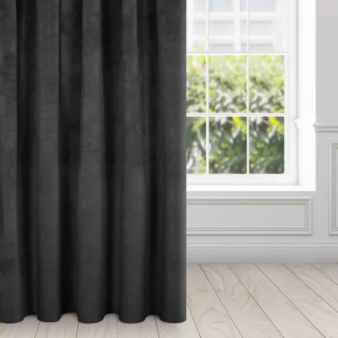 Zasłona czarna z ekskluzywnego matowego welwetu 140x270 cm taśma VILLA