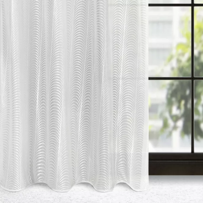 Dekoracja okienna biała z żakardowym wzorem 140x250 cm przelotka KAMILA