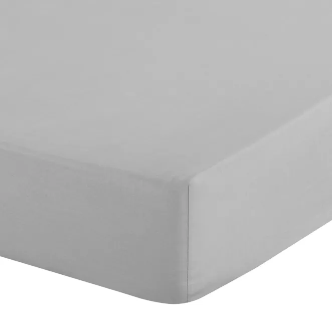 Prześcieradło z gumką 180x200 cm z bawełny kolor jasnoszary 105 g/m2 BASIC