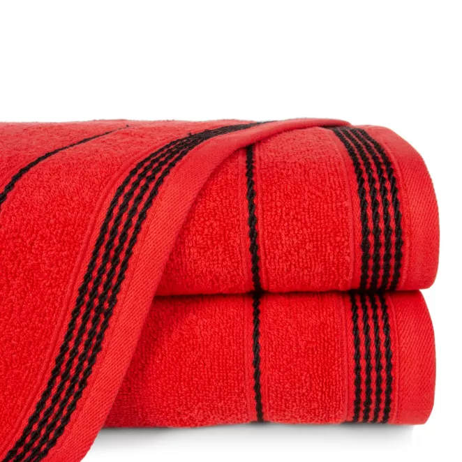 Ręcznik kąpielowy 50x90 cm bawełniany kolor czerwony ze stębnowaną bordiurą 500 g/m2 MIRA