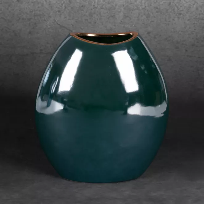 Wazon ceramiczny AMORA 2 o lśniącej powierzchni ze złotym detalem