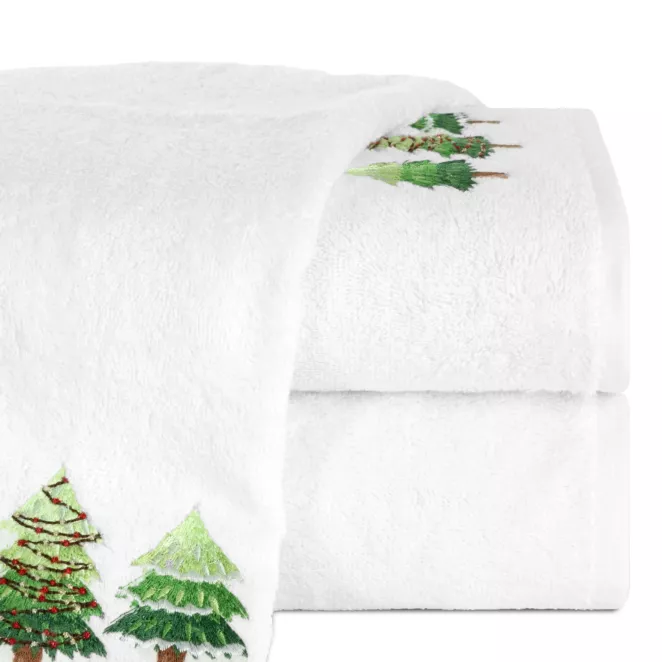 Ręcznik kąpielowy świąteczny 70X140 cm bawełniany kolor biały 450 g/m2 SANTA