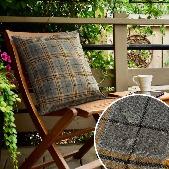 Poszewka GARDEN na taras oraz balkon z tkaniny wodoodpornej zdobiona nadrukiem kraty