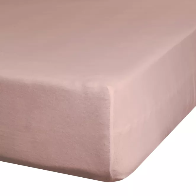 Prześcieradło gładkie z gumką 220x200 cm z satyny bawełnianej kolor pudrowy róż 125 g/m2 NOVA 3