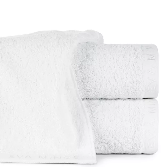 Ręcznik do rąk 30x50 cm bawełniany kolor biały z haftowanym logiem Eva Minge 550 g/m2 VENUS