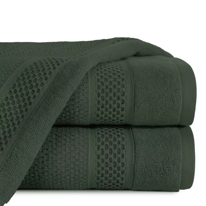 Ręcznik do rąk 30x50 cm bawełniany kolor zielony z żakardową bordiurą 500 g/m2 DANNY