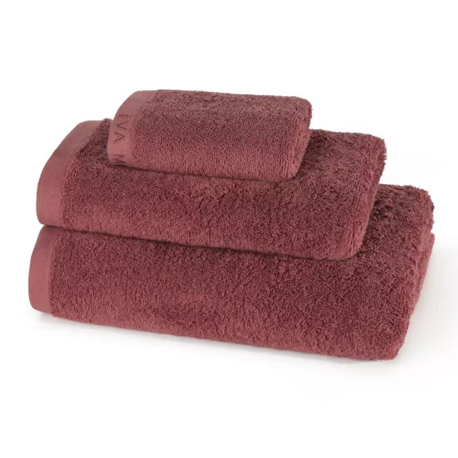 Ręcznik do rąk 30x50 cm bawełniany kolor ceglasty z haftowanym logiem Eva Minge 550 g/m2 VENUS