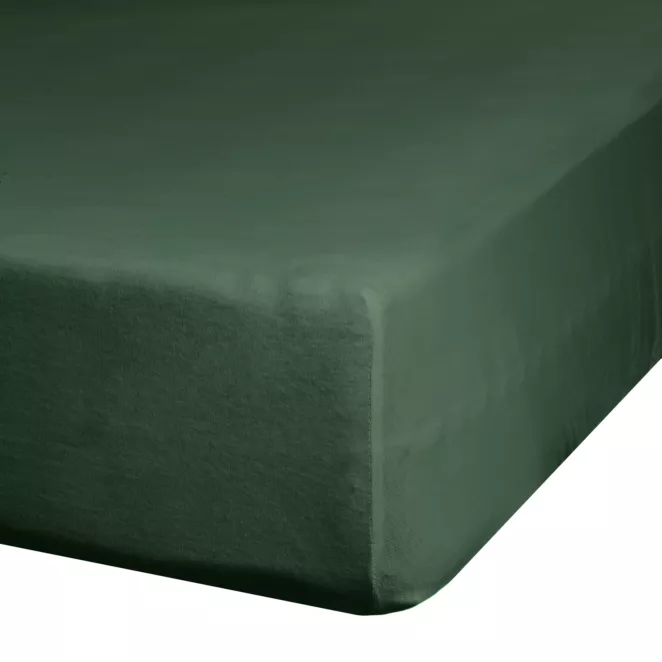 Prześcieradło gładkie z gumką 100x200 cm z satyny bawełnianej kolor ciemnozielony 125 g/m2 NOVA 3