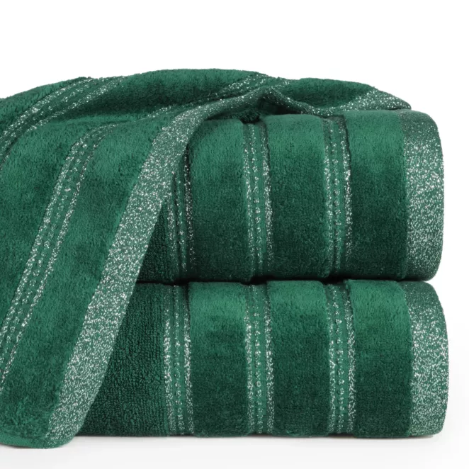 Ręcznik kąpielowy 50x90 cm bawełniany kolor butelkowy zielony z błyszczącą bordiurą 500 g/m2 GLORY 1
