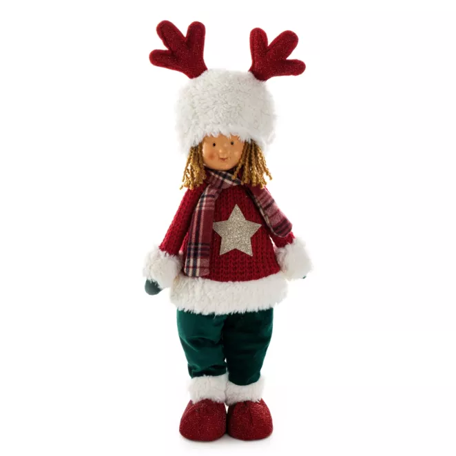 Figurka świąteczna DOLL lalka w zimowym stroju z miękkim futerkiem