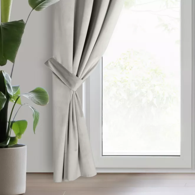 Zasłona popielata z tkaniny welwetowej, troczek w zestawie 140x270 cm przelotka ANTARA