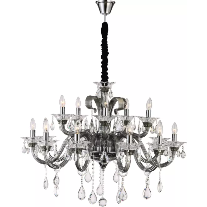 Lampa dekoracyjna GLITTER piętnastoramienny żyrandol z kryształami