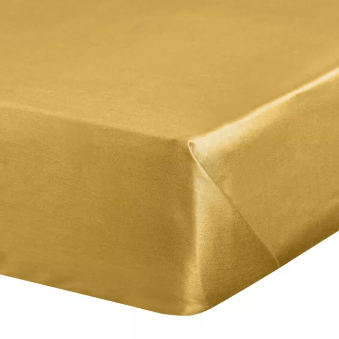 Prześcieradło bez gumki 220x210 cm z satyny bawełnianej kolor musztardowy 125 g/m2 DINA Diva Line