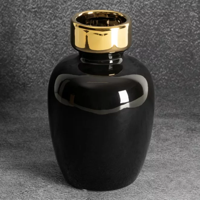 Wazon ceramiczny czarno-złoty