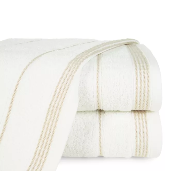 Ręcznik kąpielowy 50x90 cm bawełniany kolor kremowy ze stębnowaną bordiurą 500 g/m2 MIRA