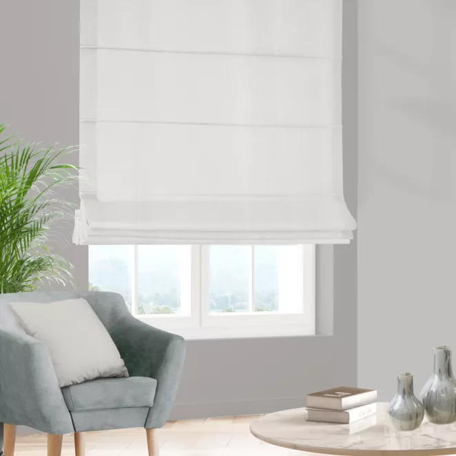 Roleta szyta z systemem comfort naturalna z miękkiej tkaniny o naturalnym splocie w stylu ekologicznym