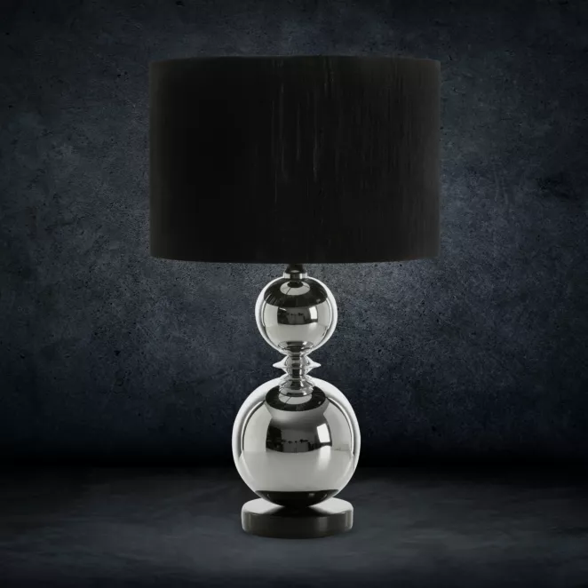 Lampa stołowa ZENA na metalowej podstawie z matowym abażurem