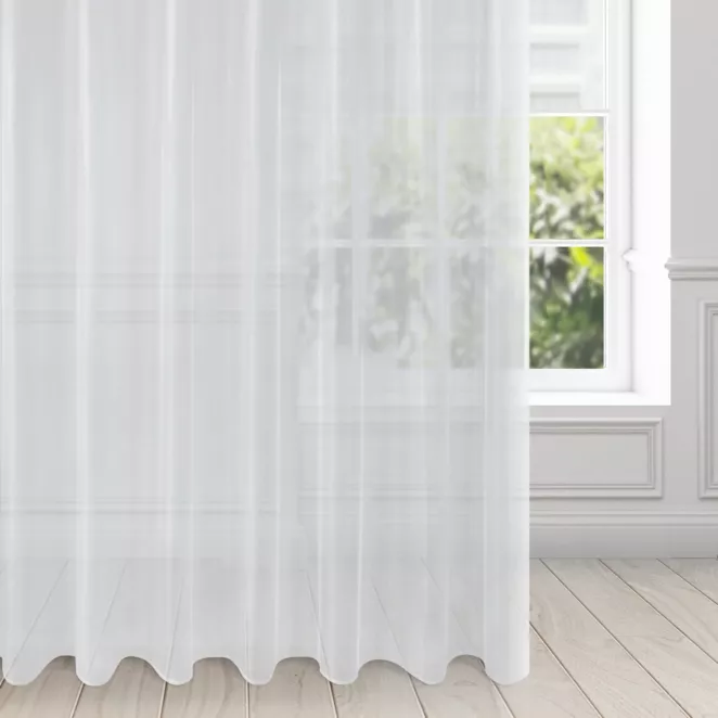 Firana biała z gładkiej przezroczystej mikrosiateczki z mocnym połyskiem 350x 250 cm przelotka ALEXA Design 91