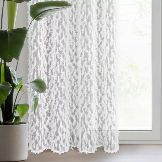 Zasłona biała zdobiona wzorem designerskim 140x250 przelotka VICTORIA Eva Minge