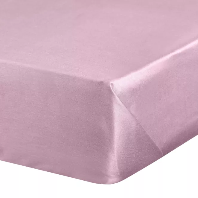 Prześcieradło gładkie bez gumki 180x210 cm z satyny bawełnianej kolor różowy 125 g/m2 NOVA