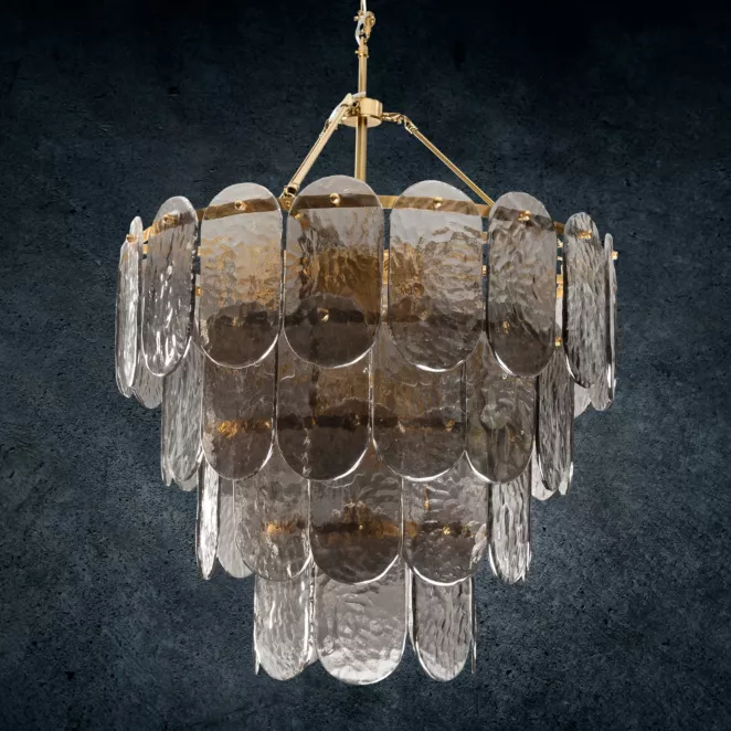 Lampa  DAKOTA ze szklanymi zawieszkami z dymionego szkła