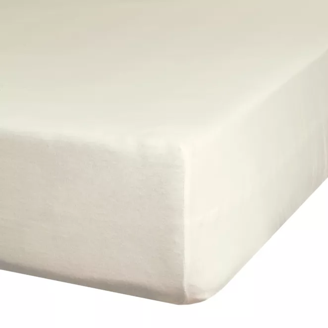 Prześcieradło gładkie z gumką 180x200 cm z satyny bawełnianej kolor kremowy 125 g/m2 NOVA 3