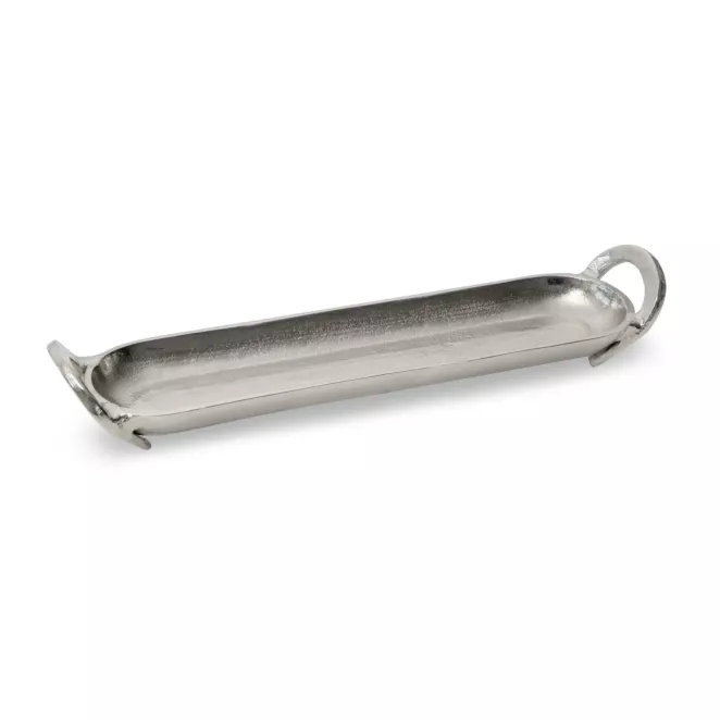 Patera metalowa SARA srebrna z uchwytami