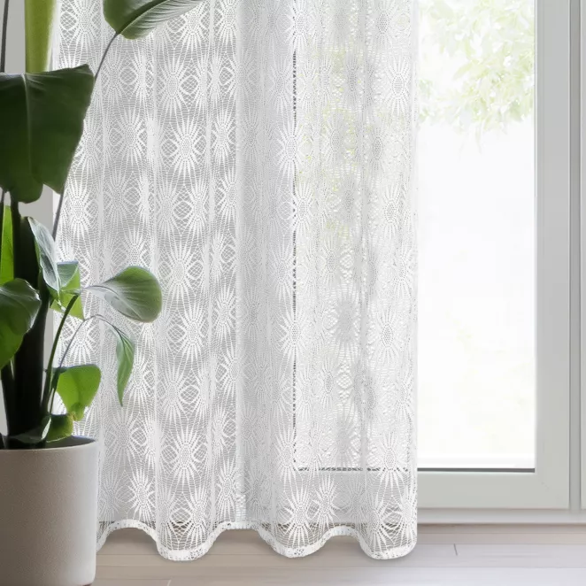 Firana biała w stylu boho 140x250 cm przelotka ROZI