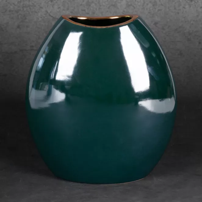 Wazon ceramiczny AMORA 2 o lśniącej powierzchni ze złotym detalem