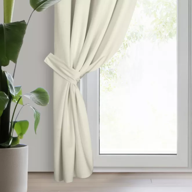 Zasłona kremowa z tkaniny welwetowej, troczek w zestawie 140x270 cm przelotka ANTARA